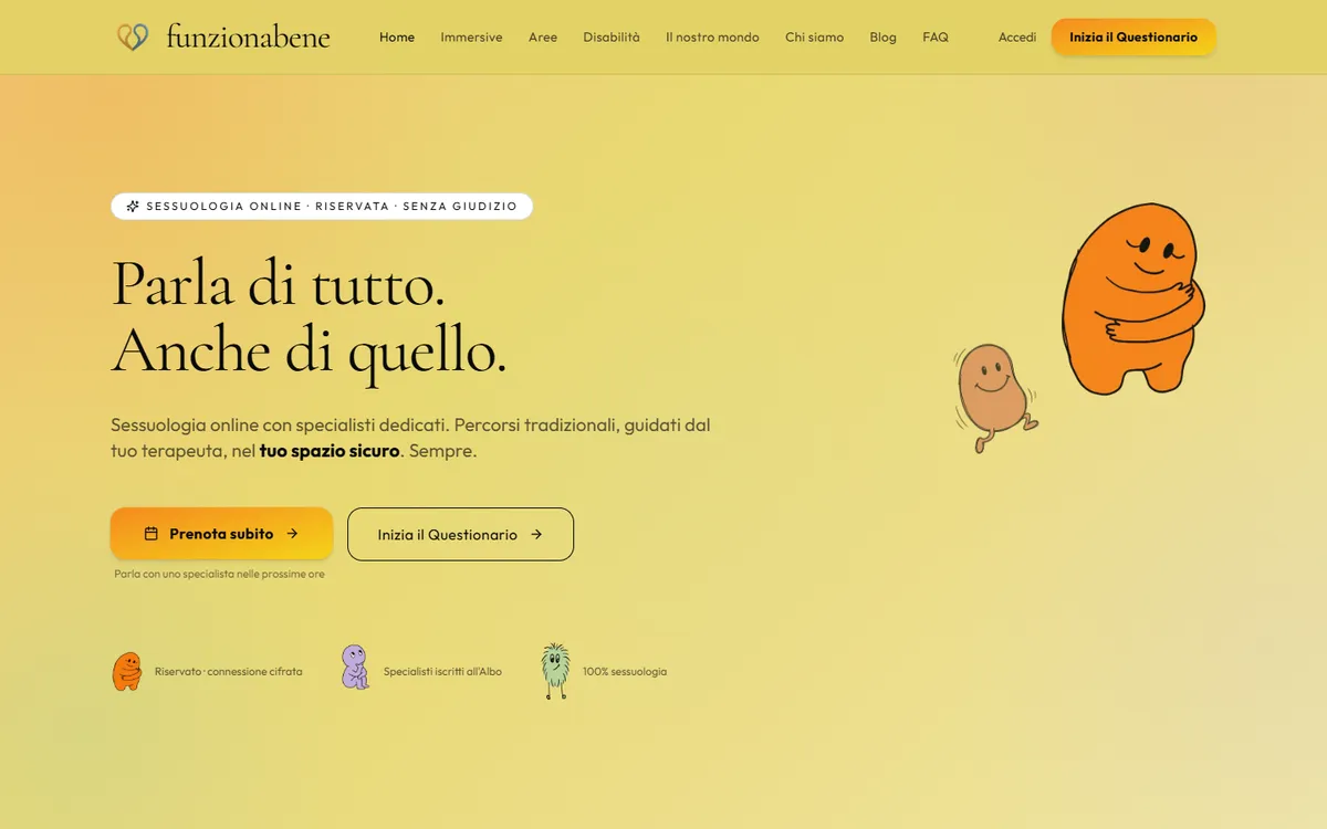 Pagina iniziale del sito FunzionaBene