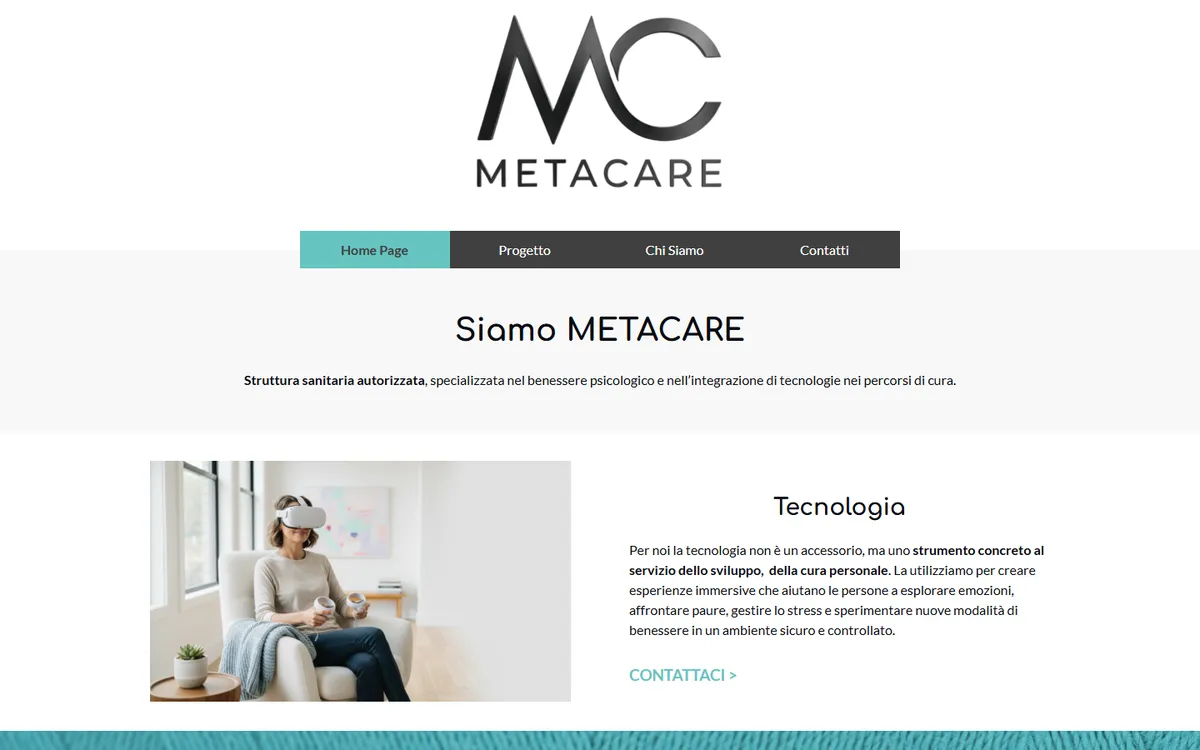 Pagina iniziale del sito Metacare