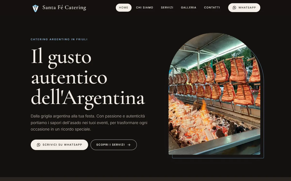 Pagina iniziale del sito Santa Fé Catering