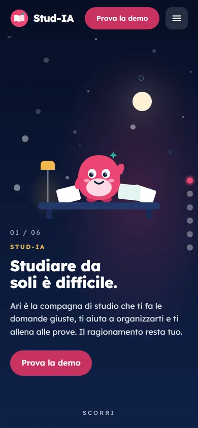 Schermata dell'app Stud-IA sul telefono