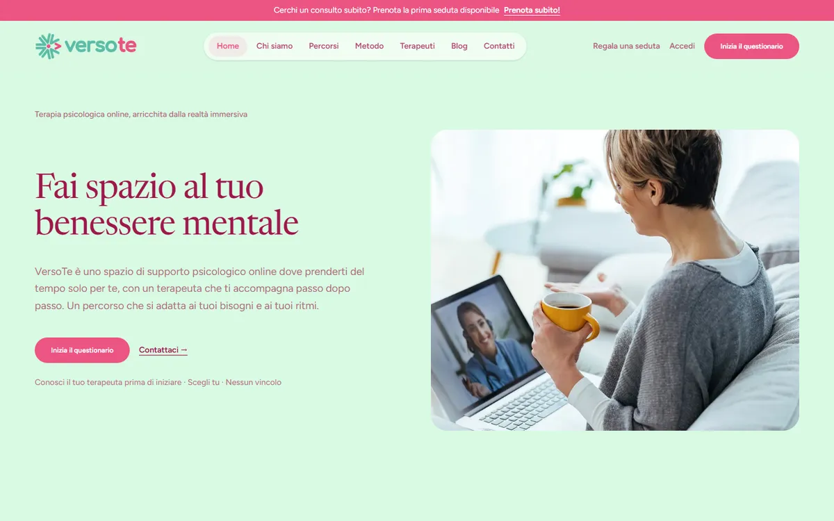Pagina iniziale del sito VersoTe