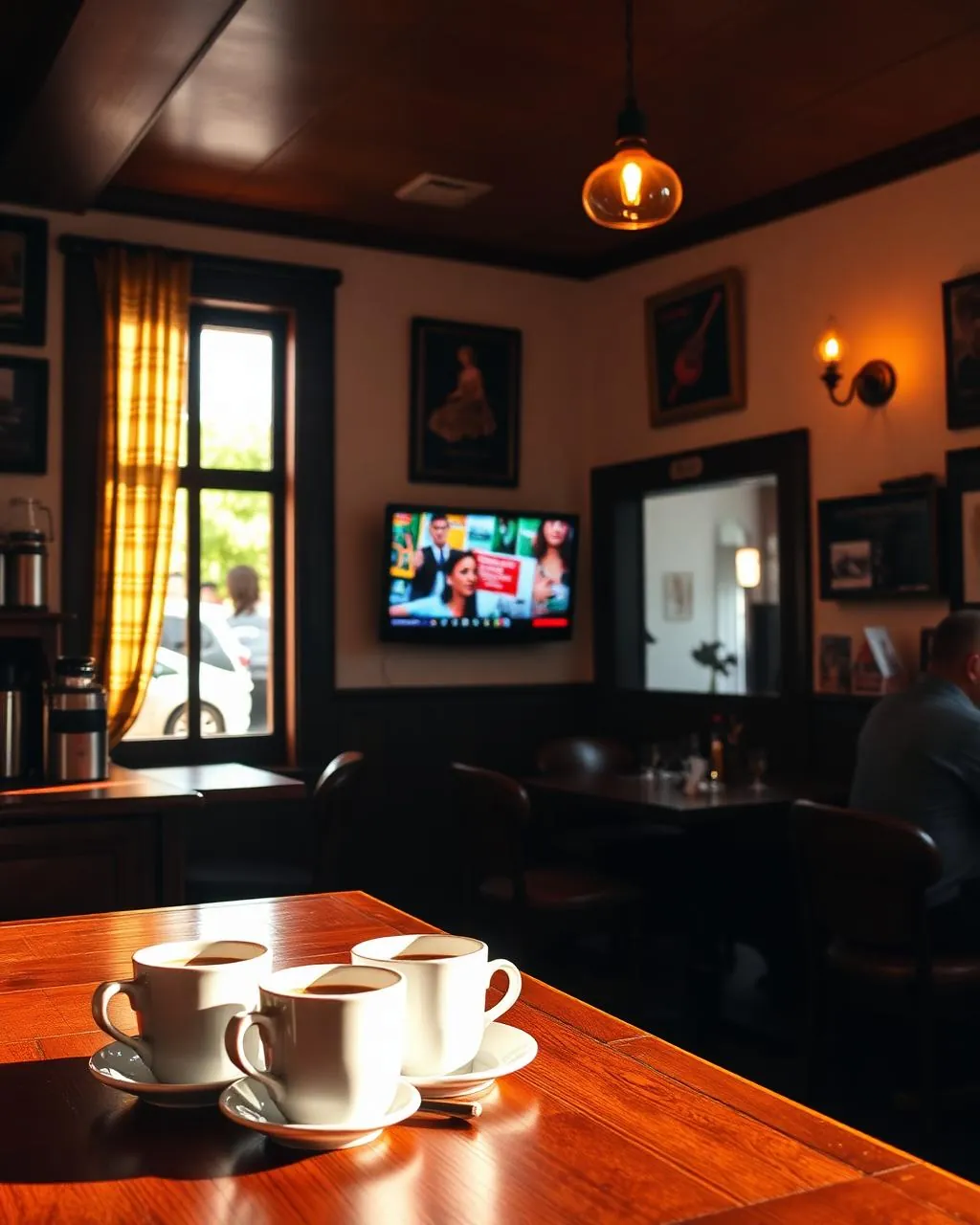 Interno di un bar friulano con un monitor acceso